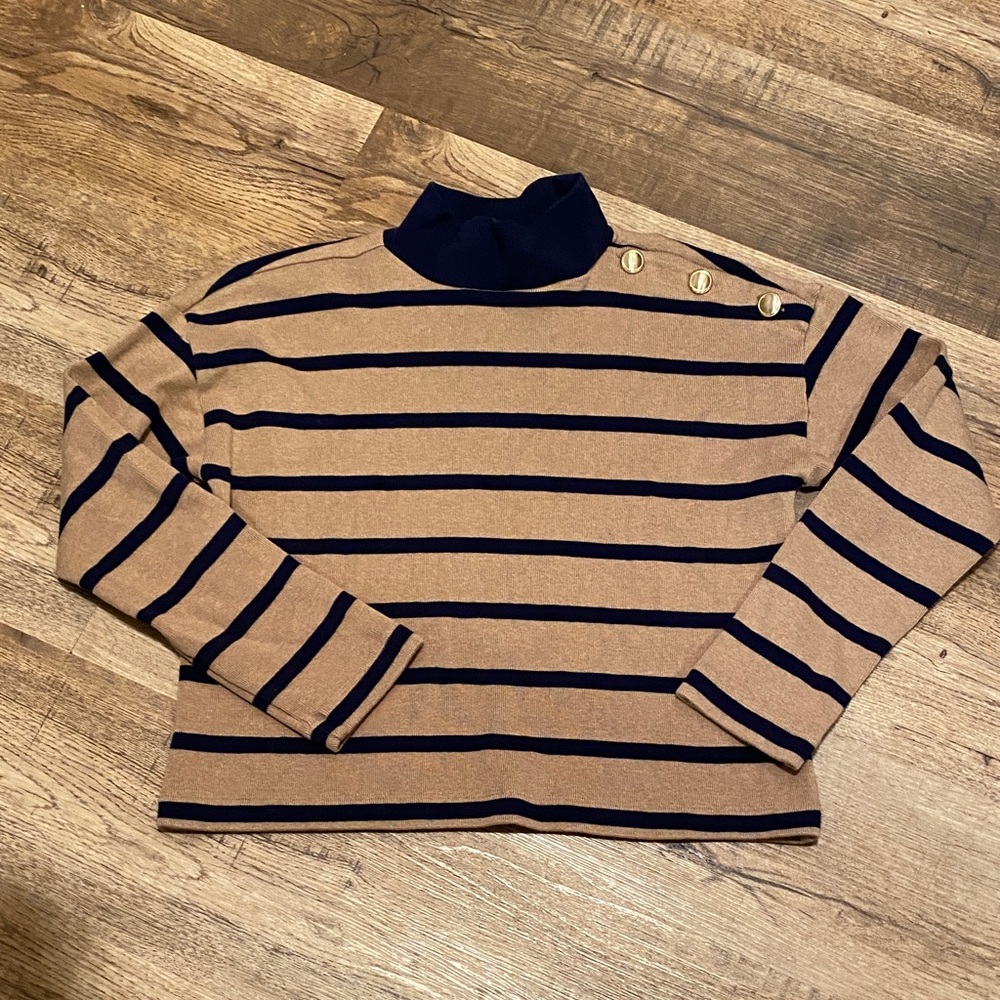 Ann Taylor Weekend Cotton Sweater Striped Womens Small - Picture 2 of 5